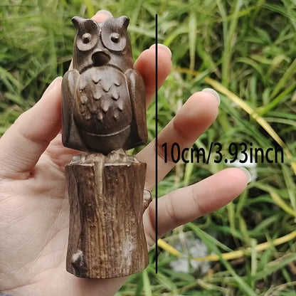 Holz Eulenfigur Handgeschnitzte Dekoration