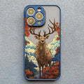 Tiere Hirsch Bär Pfau Matte Handyhülle für iPhone 16 15 14 13 12 11 Pro Max 13 12 Mini 15 14 Plus XS XR X 7 8 Plus SE2 Cover