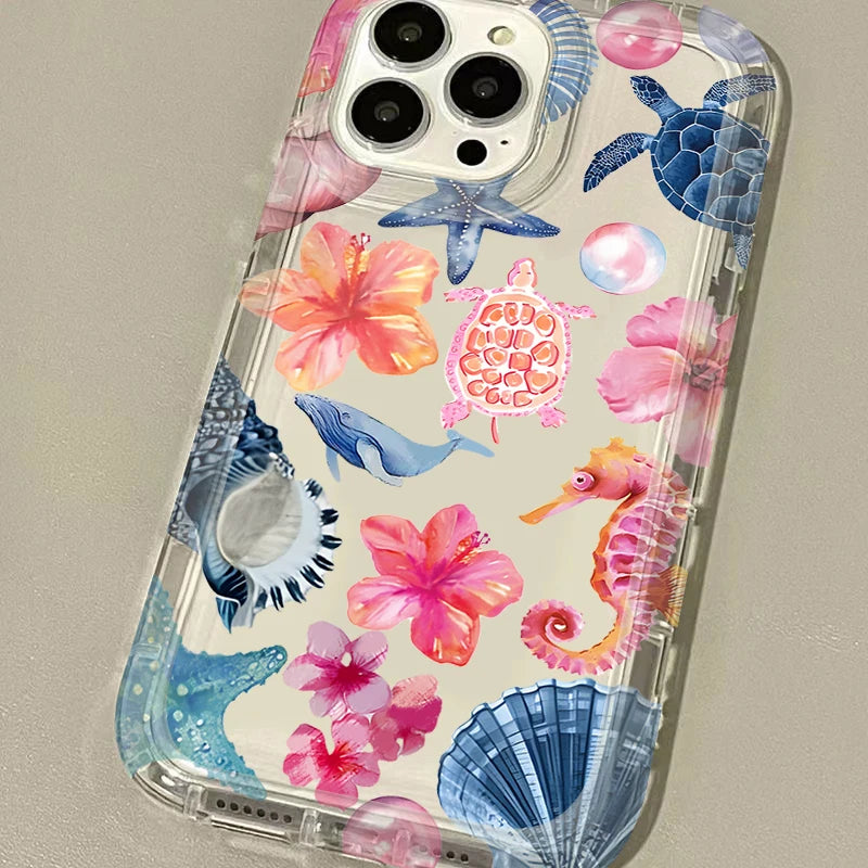 Blaue Ozean-Tiere-Handyhülle für Oppo Realme C55 C53 C35 C33 C30 10 9i 8 Narzo 50 Pro Plus 4G 5G, klare Rückseite