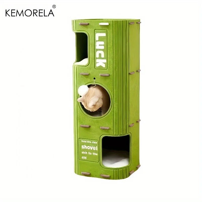 3D Tree-Shaped Cat Condo Large Space Pet Cat Tree with Scratching Posts &amp; Hanging Toys Felt Space-Saving Detachable for Cats Petoria Store