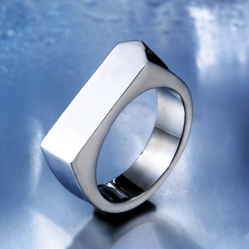 Mode 316L Edelstahl Einfache Ringe Für Männer Frauen Punk Hip Hop Square Band Flache Top Siegelring Charme Partei Schmuck Geschenke