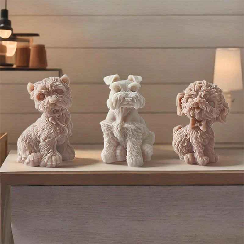 Niedlicher Hund Aromatherapie Kerze Silikonform DIY Tier Teddy Hund Kerze Gips Tropfen Kerze Silikonform