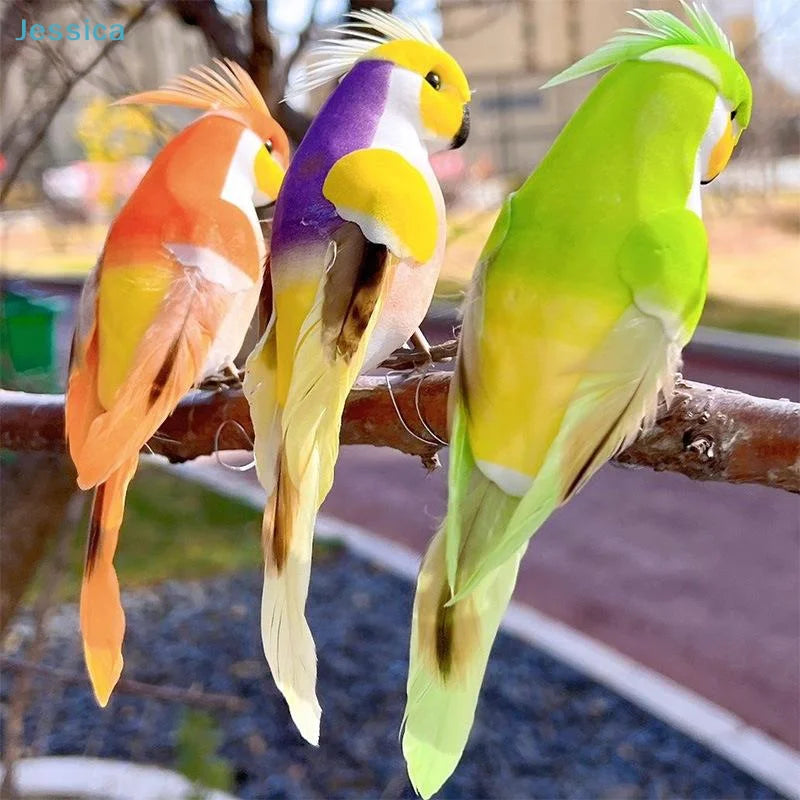 〔Jessica〕Cartoon Parrot Garden Ornaments - Colorful Simulation Bird Figurines for Home &amp; Yard Decor Petoria Store
