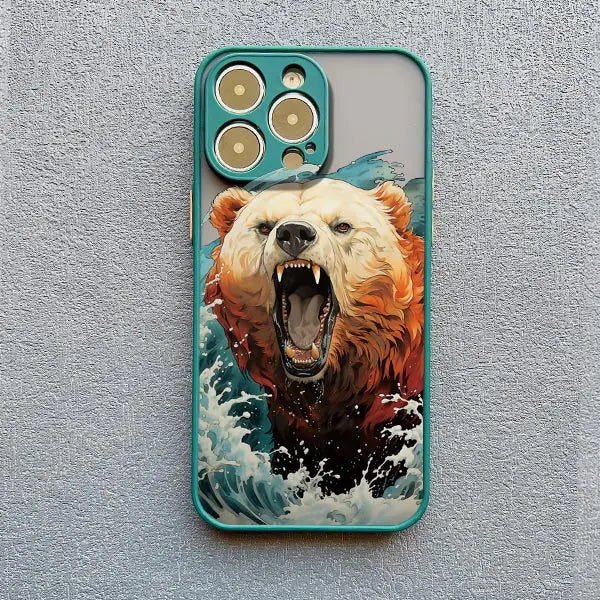 Tiere Hirsch Bär Pfau Matte Handyhülle für iPhone 16 15 14 13 12 11 Pro Max 13 12 Mini 15 14 Plus XS XR X 7 8 Plus SE2 Cover