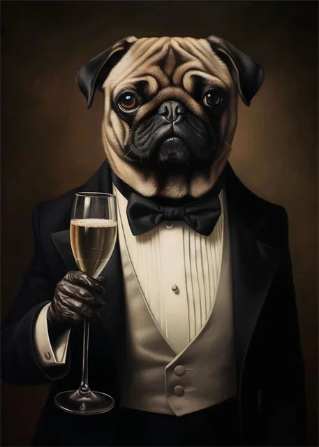 Animal Dog Portrait Art Canvas Painting Dog Dressed King Funny Posters and Prints Wall Art Pictures for Home Living Room Decor Petoria Store