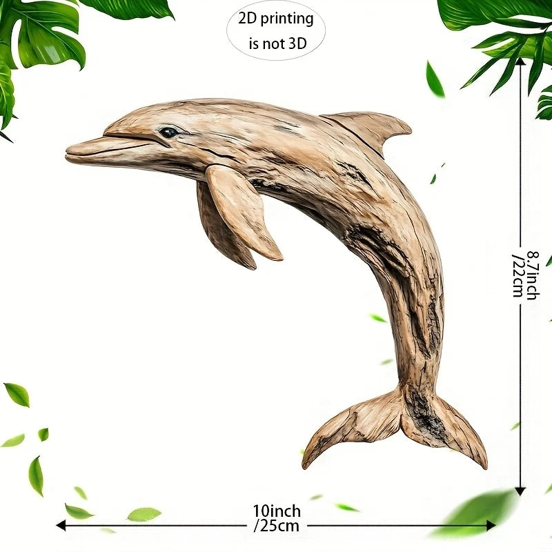 1pcs Wooden Retro Whale Dolphin Wall Decoration 2D Flat Print Exquisite Marine Animal Wooden Pendant Interior Design Decoration Petoria Store