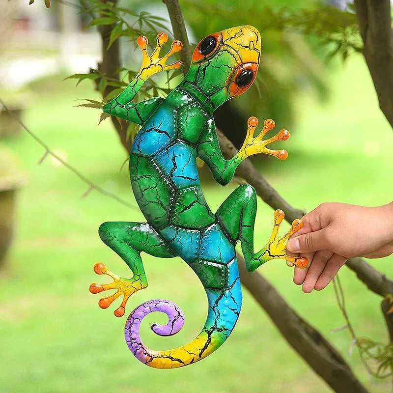 Metal Gecko Yard Garden Decoration for Outdoor Statues Home-garden Wall Decor Miniature Accessories Sculpture Lizard Ornaments Petoria Store