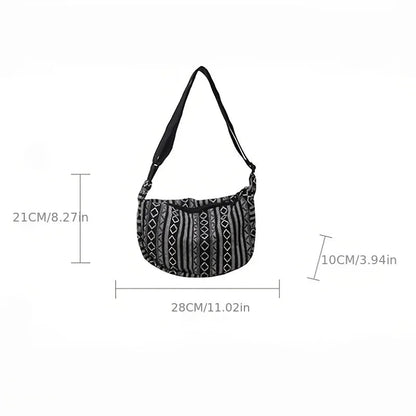 Crossbody Bags Tribal Style Shoulder Bag, Foldable Crossbody Striped Pattern, Flag Theme Hand Washable Edge Painted Lining Petoria Store