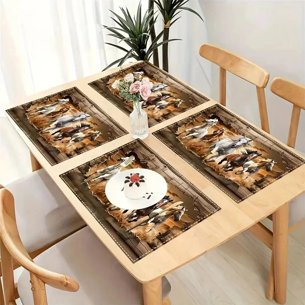 Leinen-Tischsets mit galoppierenden Pferden Petoria