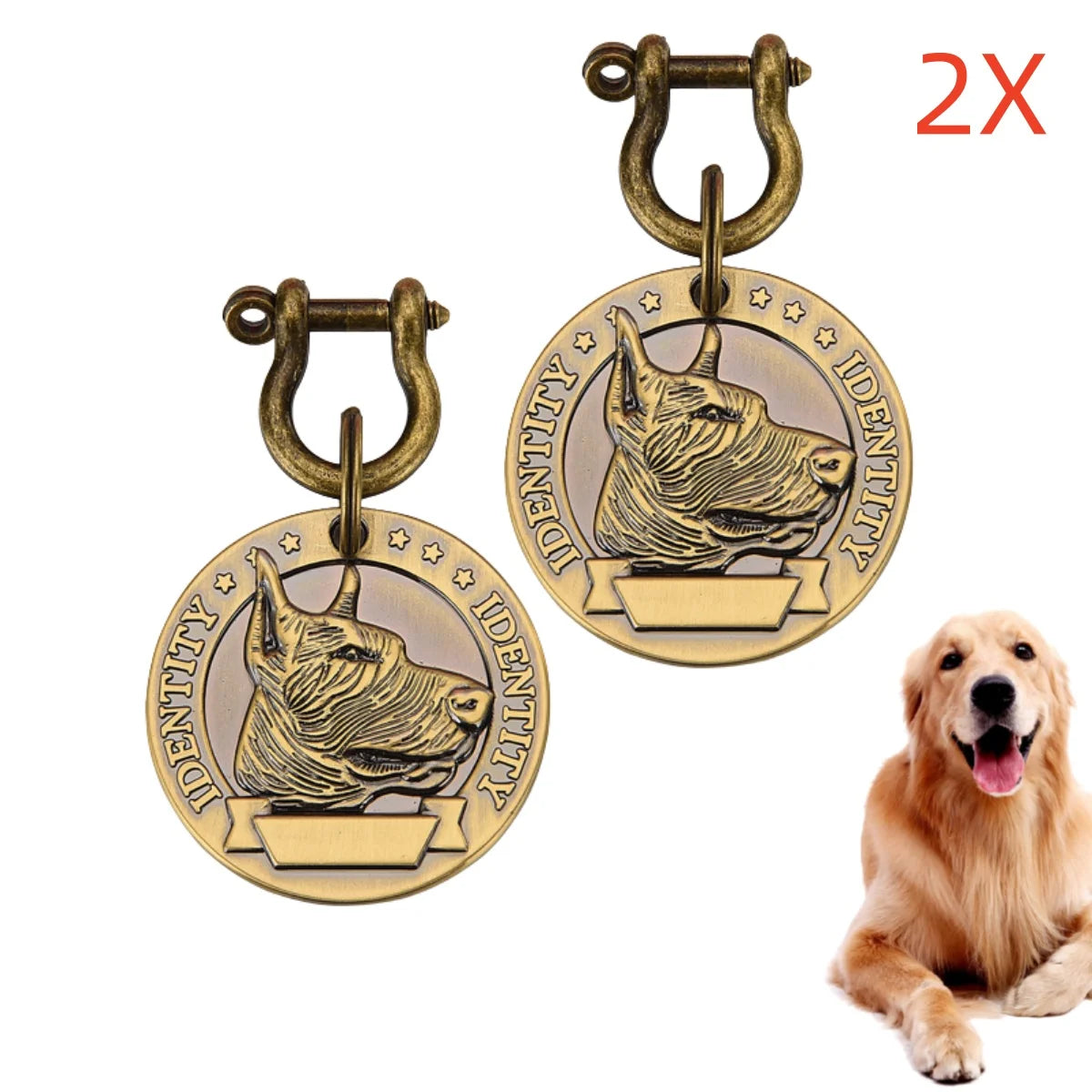 VIP Personalisierter Adressnummer-Hundehalsbandanhänger, Anpassbare Gravierte Haustier-ID-Marke für Hund und Katze, Bronze-Namensschild