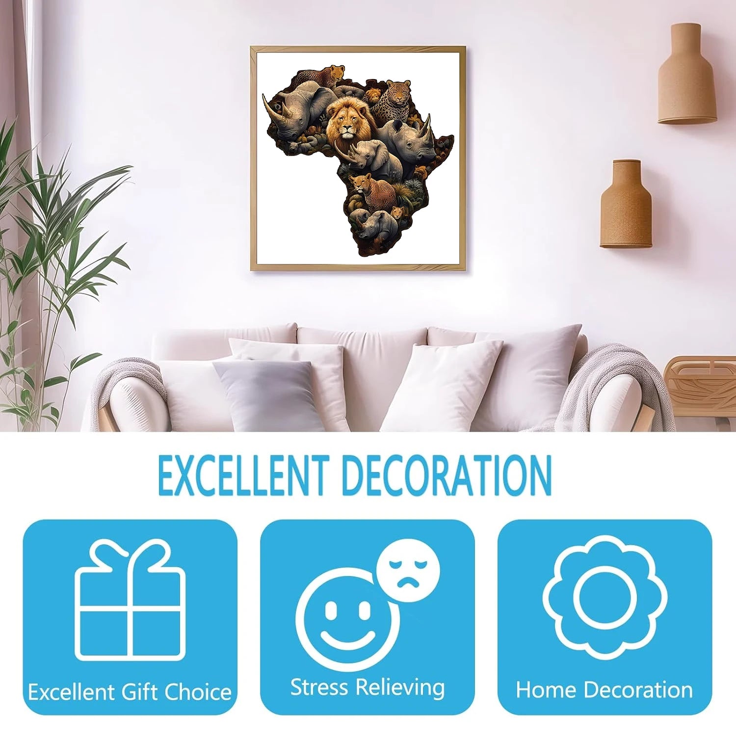 Tierwelt-Holzpuzzle, unregelmäßige Teile in Tierform, Geburtstagsgeschenk, Familienspiel-Heimdekoration