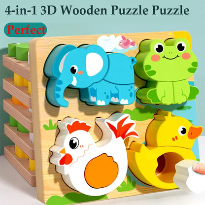 🧩 Petoria™ 4-in-1 Holz Tier Puzzle