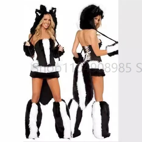 Halloween Cosplay Tiere Kostüm Sexy Urlaub Party Kleid Anzug Frau Backless Lustige Bringen Hut Bühne Kostüm Kleidung