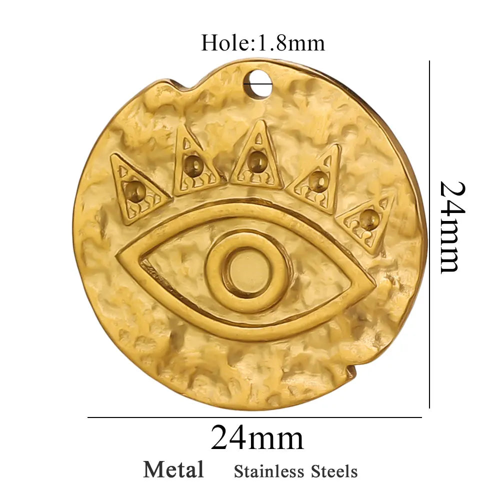 5 Stück Edelstahl-Anhänger, vergoldet, für die Schmuckherstellung, runde böse Tiere, Anhänger für DIY-Halsketten, Ohrringe, Armbänder, Zubehör