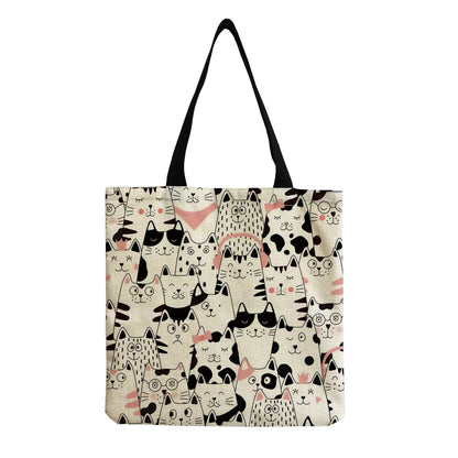 Cartoon Cute Dinosaur Printed Tote Linen Personality Girl Shoulder Bag Large Capacity Travel Storage Packs Women Shopping Bag Petoria Store