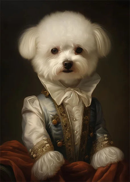 Animal Dog Portrait Art Canvas Painting Dog Dressed King Funny Posters and Prints Wall Art Pictures for Home Living Room Decor Petoria Store