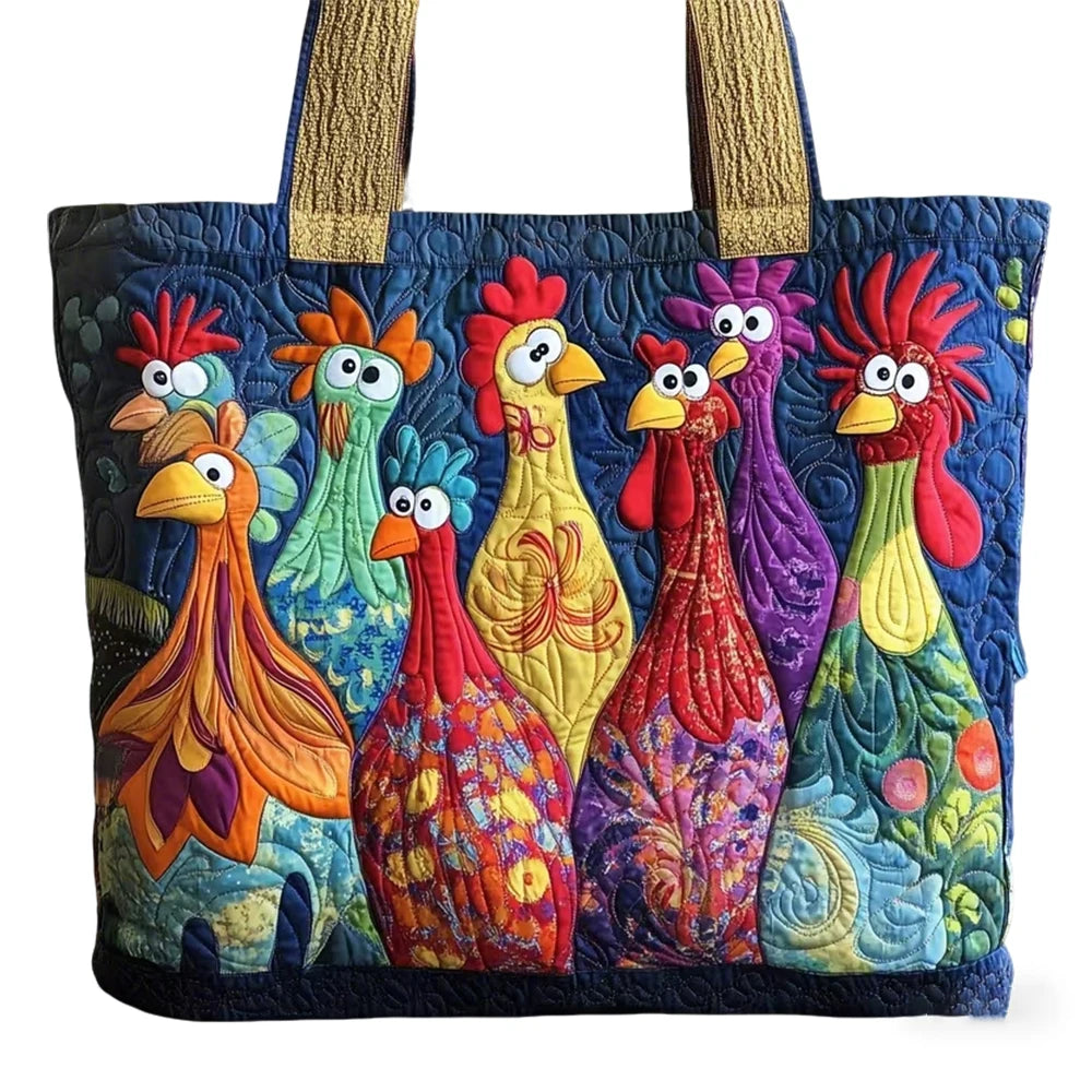 Tiermuster Hühner-Patchwork Gesteppte Tragetasche Damen Alltags-Schultertasche Handtasche zum Einkaufen 2026 Neue Taschen