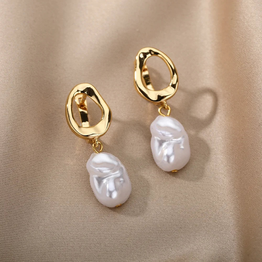 Herz Edelstahl Ohrringe für Frauen Zirkon Gold Farbe Creolen Ästhetische Wasserdichte Ohr Piercing Schmuck Zubehör