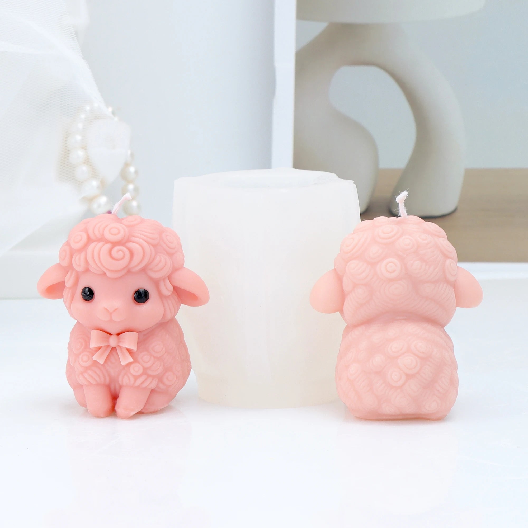 3D Niedliche Schaf-Kerzenform Kawaii Lamm Silikonform DIY Seifen- und Harzform Tier-Kerzenherstellungswerkzeug Heimdekoration Geschenk