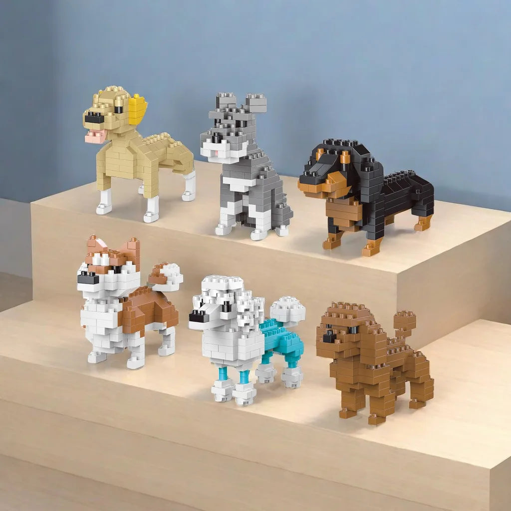 Mini-Dackel-Hundebausteine, Spielzeug für Erwachsene und Kinder: Detailliertes und lebensechtes Design, lustiges und pädagogisches Bauset