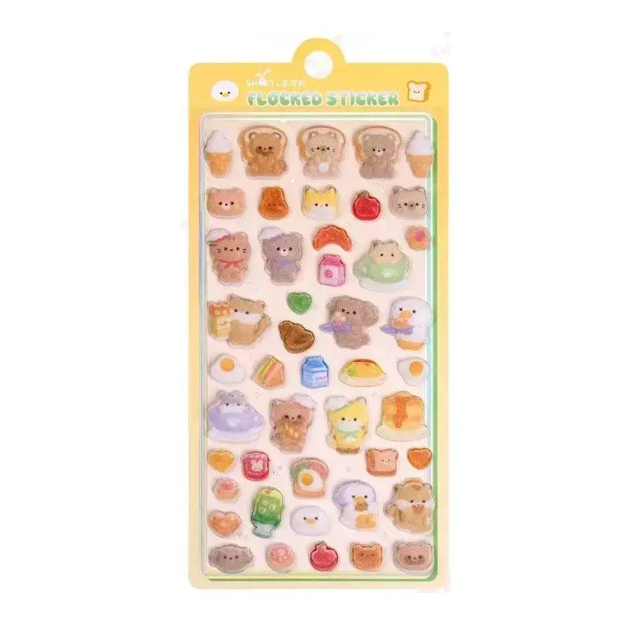 Set of Petoria® Puffy animal stickers with various animals like bears, rabbits, and ducks, in vibrant colors for scrapbooking and crafts.