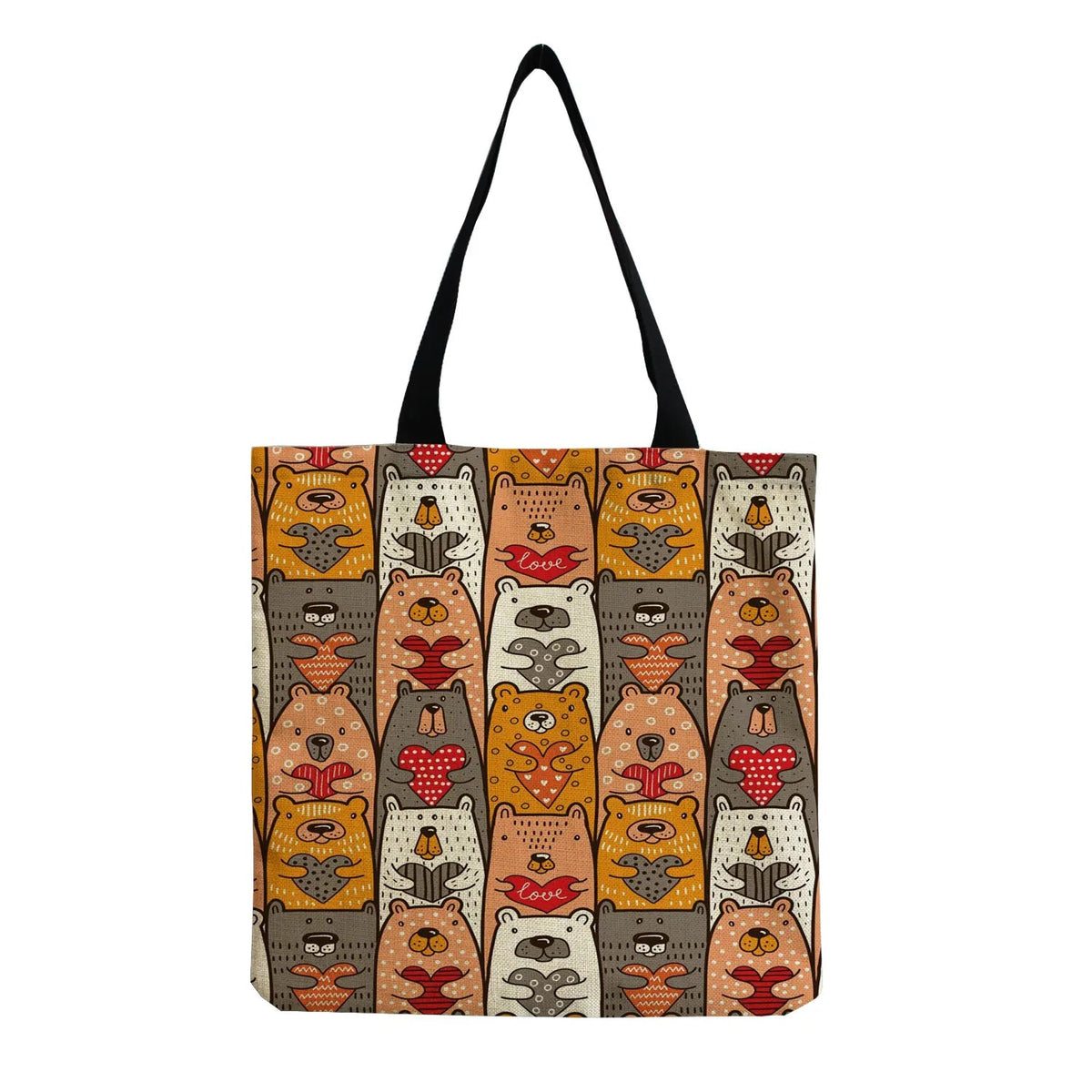 Cartoon Cute Dinosaur Printed Tote Linen Personality Girl Shoulder Bag Large Capacity Travel Storage Packs Women Shopping Bag Petoria Store