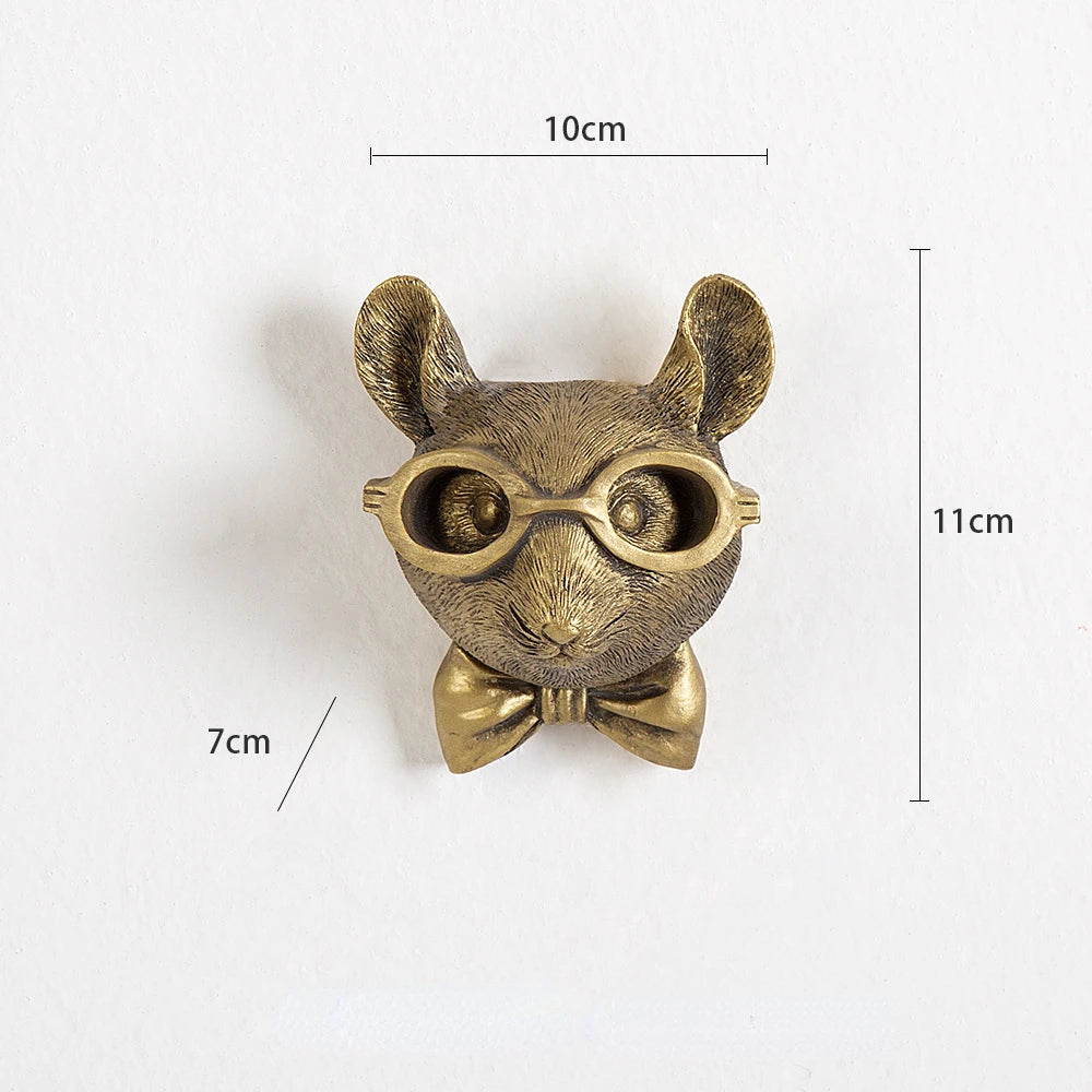 Antique Bronze Resin Animal Pendant Golden Deer Head Wall Storage Hook Up Background Wall Accessories Decorative Figurines Petoria Store