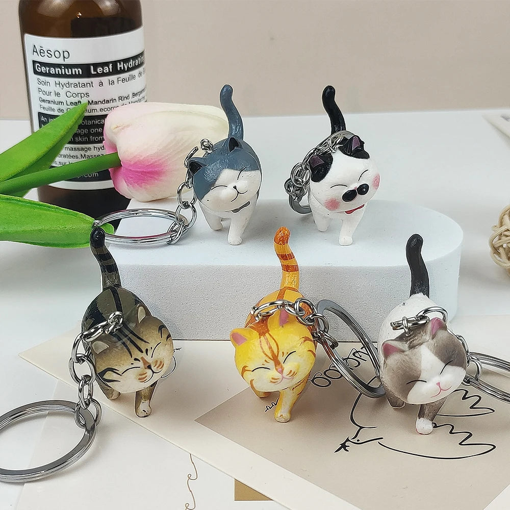 Cartoon Kätzchen Schlüssel bund Heilung Tier Schlüssel anhänger kreative Katze Anhänger für Frauen Auto Schmuck Schlüssel ring Geldbörse Tasche Zubehör Geschenke