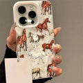 Handyhülle mit Pferde-Design für iPhone 11, 12, 13, 14, 15, 16, 17, Pro Max Plus, luftstoßfeste, faltbare Texturabdeckung mit idealem Geburtstagsgeschenk