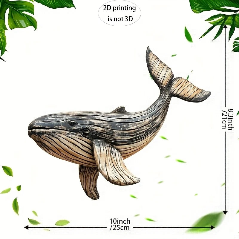 1pcs Wooden Retro Whale Dolphin Wall Decoration 2D Flat Print Exquisite Marine Animal Wooden Pendant Interior Design Decoration Petoria Store