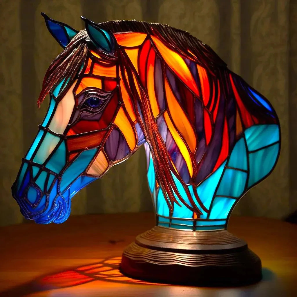 Animal Series Desk Lamp LED Decorative Night Stand Light Lamp Colorful Vintage Stained Resin Table Lamp Home Accessories Petoria Store
