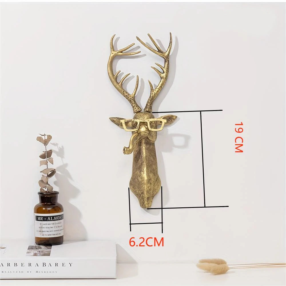 Decor Wall Art Decor Deer Head Wall Hanging Home Decor Bronzed Resin Animal Hanging Sculpture Animal Head Wall Hanging Ornaments Petoria Store