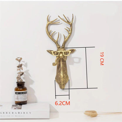 Decor Wall Art Decor Deer Head Wall Hanging Home Decor Bronzed Resin Animal Hanging Sculpture Animal Head Wall Hanging Ornaments Petoria Store