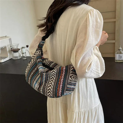 Crossbody Bags Tribal Style Shoulder Bag, Foldable Crossbody Striped Pattern, Flag Theme Hand Washable Edge Painted Lining Petoria Store