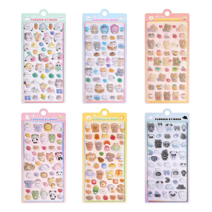 Set of six colorful Petoria® Puffy animal stickers in various shapes and sizes, perfect for journaling and crafts, with adorable animal motifs.