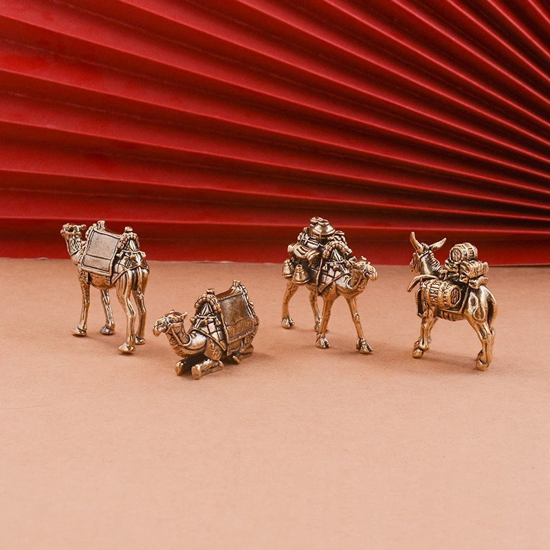 Brass Donkey Small Ornament Antique Copper Camel Animal Equus Asinus Miniature Figurines Home Desktop Decoration Accessories Petoria Store