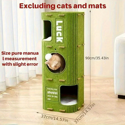 3D Tree-Shaped Cat Condo Large Space Pet Cat Tree with Scratching Posts &amp; Hanging Toys Felt Space-Saving Detachable for Cats Petoria Store