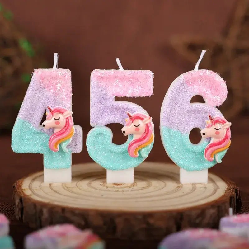 Einhorn Zahlenkerzen für Kindergeburtstag 0–9