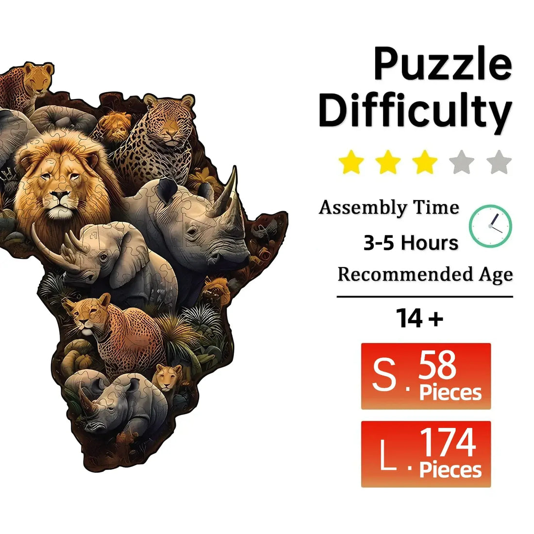Tierwelt Holzpuzzle – Lernspiel für Kinder