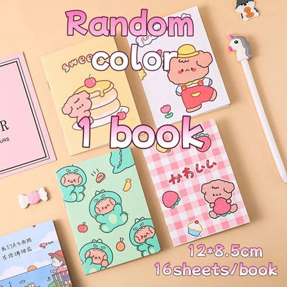 Kawaii Cartoon Mini-Notizbücher in zufälligen Farben, 12x8,5cm, 16 Blätter pro Buch für kreative Notizen.