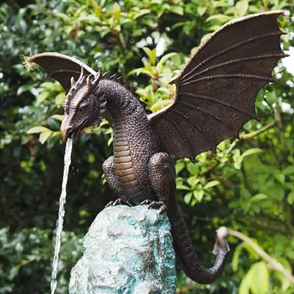 Fountain Dragon Ornament, Garden Dragon Statue, Fountain Dragon Ornament, Resin Water Feature Sculpture, Home Garden Decor Petoria Store
