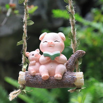 Garden Animal Pendant Cute Parent-child Resin Hanging Piece Horticulture Decoration Ornament Landscape Warm Lovers Hangings Petoria Store