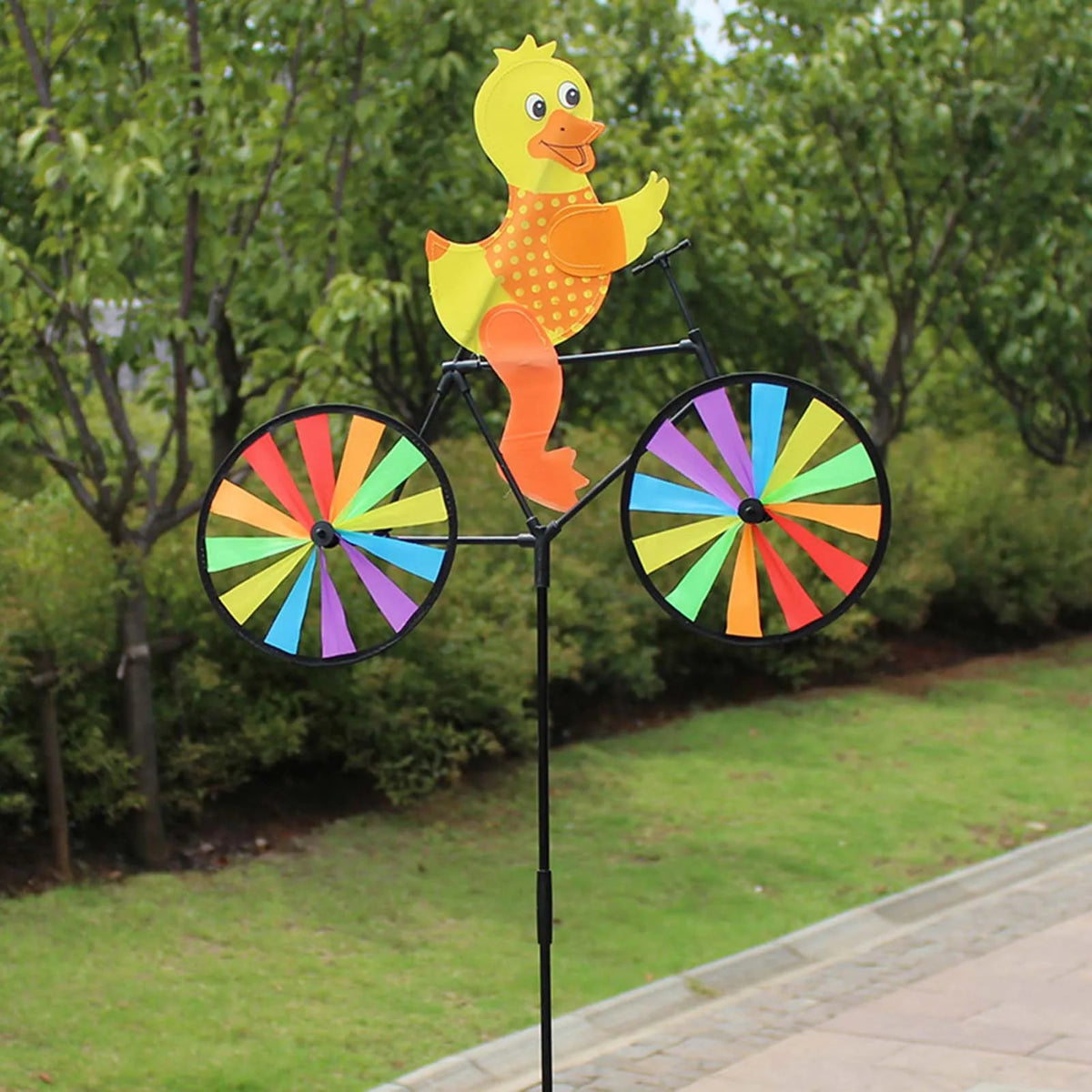 Cute 3D Animal on Bike Windmill Yard Art Whirly Garden Stakes Decorations for Holiday Garden Decoration Petoria Store