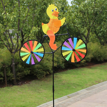 Cute 3D Animal on Bike Windmill Yard Art Whirly Garden Stakes Decorations for Holiday Garden Decoration Petoria Store
