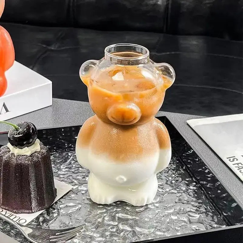 Bären Glasbecher mit Strohhalm Petoria