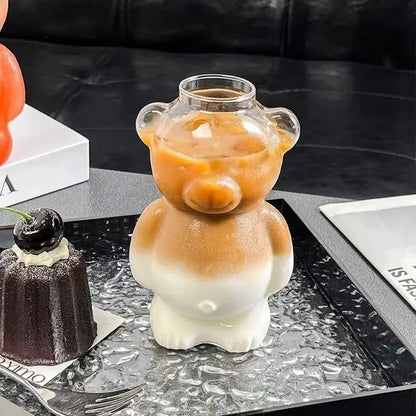 Bären Glasbecher mit Strohhalm Petoria