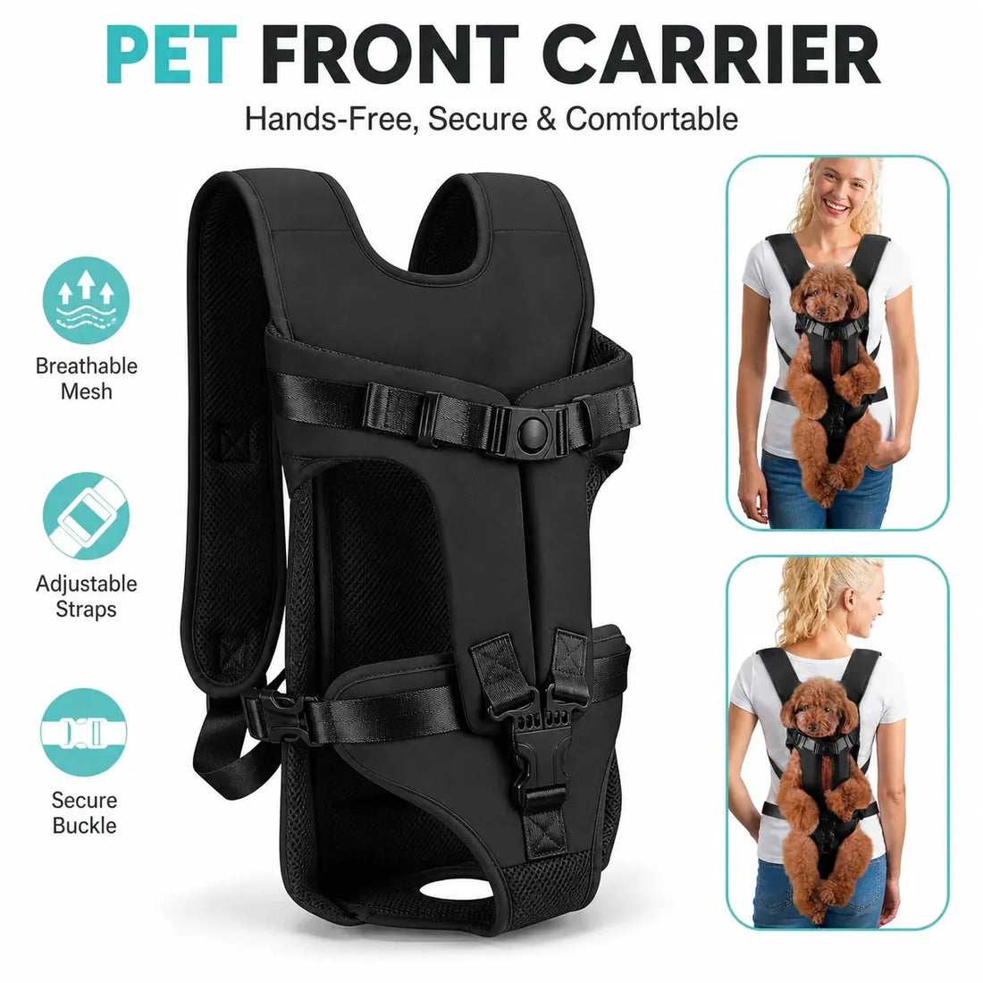 Atmungsaktiver Front-Tragerucksack für kleine Hunde Petoria