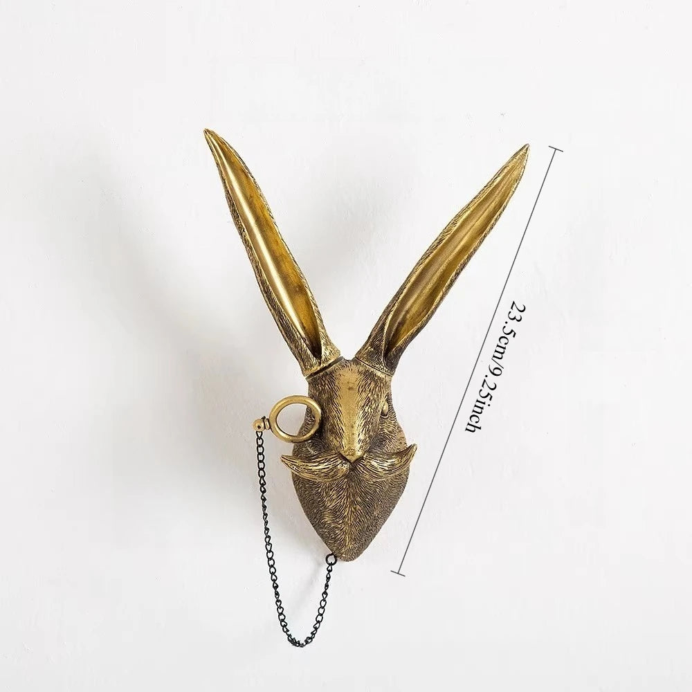 Antique Bronze Resin Animal Pendant Golden Deer Head Wall Storage Hook Up Background Wall Accessories Decorative Figurines Petoria Store