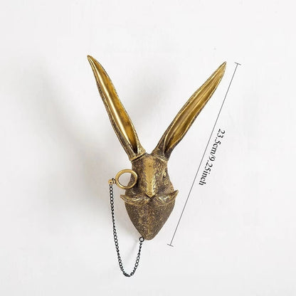 Antique Bronze Resin Animal Pendant Golden Deer Head Wall Storage Hook Up Background Wall Accessories Decorative Figurines Petoria Store