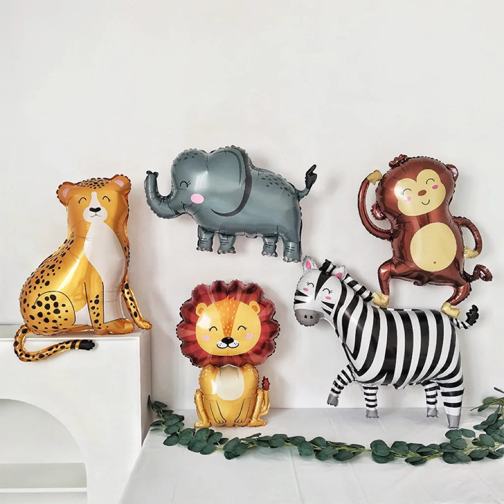 New Cartoon Animal Theme Foil Balloon Jungle Safari Forest Lion Rabbit Kids Birthday Decoration Supplies Elephant Giraffe Baloon Petoria Store